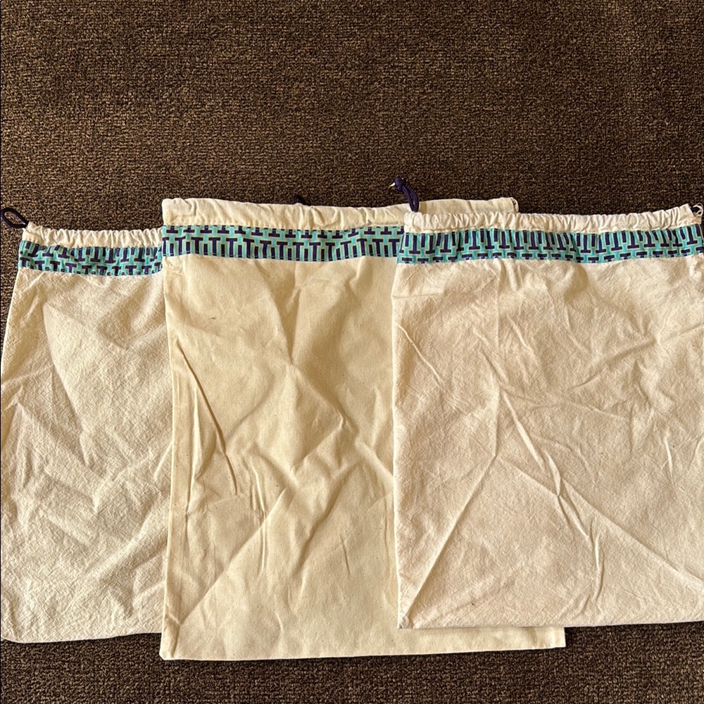 Tory Burch Cream and Blue shoe dust bags